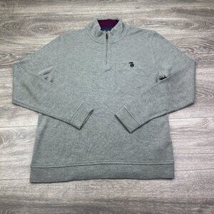 Ted Baker London 'Valerio' Quarter Zip Pullover Mens 4 Large Gray Sweater Preppy